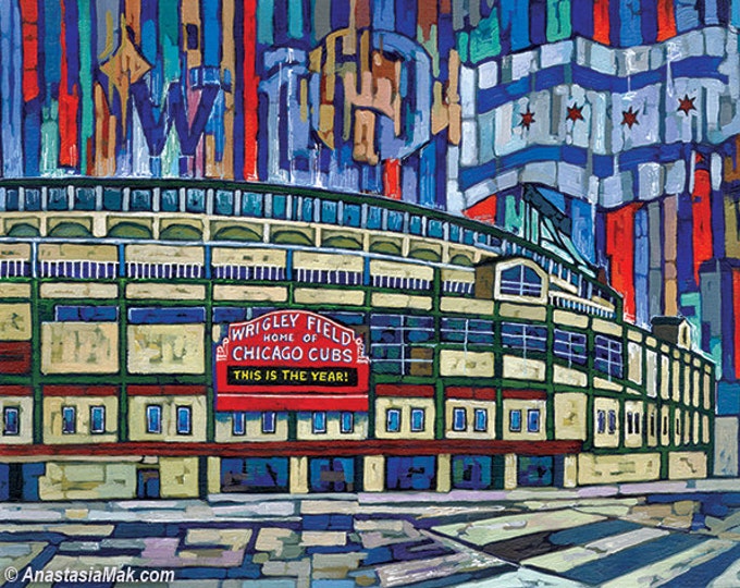 Wrigley Field Art Chicago Cubs This is the Year Fly the W Etsy