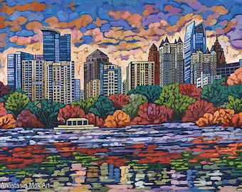 Midtown Atlanta, Atlanta Skyline, Atlanta art print, Piedmont Park, by Anastasia Mak