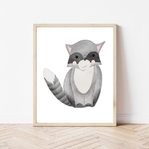 Poster Waschbär A4 | Bild Kinderzimmer | Geschenk zur Geburt | Wandbild Babyzimmer | Tierposter | Kinderposter | Waldtiere | Wald