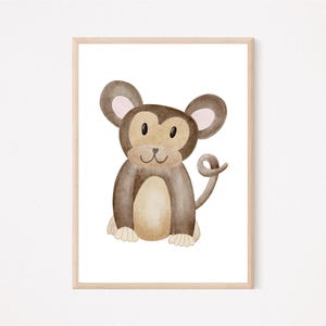 Poster Affe A4 | Bild Kinderzimmer | Geschenk zur Geburt | Wandbild Babyzimmer | Tierposter | Kinderposter | Poster Äffchen