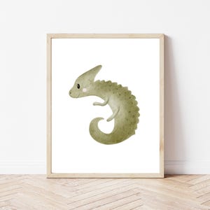 Poster Gecko Echse Chamäleon A4 | Bild Kinderzimmer | Geschenk zur Geburt | Wandbild Babyzimmer | Tierposter | Kinderposter | Dschungel