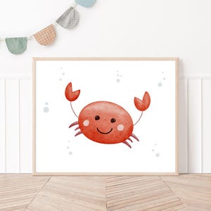 Poster Krebs A4 | Bild Kinderzimmer | Geschenk zur Geburt | Wandbild Babyzimmer | Tierposter | Kinderposter | Poster Unterwasserwelt Deko