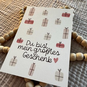 Weihnachtskarte "Du bist mein größtes Geschenk" – Handgemaltes Aquarellmotiv | A6 Karte | Grußkarte Weihnachten Boho | Postkarte