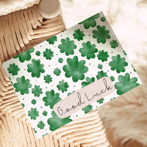Karte Kleeblätter "Good Luck" – Handgemaltes Aquarellmotiv | A6 Karte | Glücksbringer Postkarte | Grußkarte | Karte Viel Glück