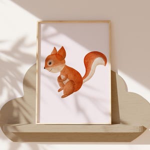 Poster Eichhörnchen A4 | Bild Kinderzimmer | Geschenk zur Geburt | Wandbild Babyzimmer | Tierposter | Kinderposter | Waldtiere | Wald