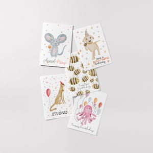 Postkartenset Geburtstag Tiere A6 Karte Geburtstagskarte Postkarte beste Freundin Geburtstagsgeschenk Karte Tiere
