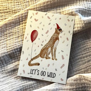 Karte Leopard – Handgemaltes Aquarellmotiv | A6 Karte | Geburtstagskarte | Grußkarte Geburtstag | Postkarte Leo | Let's go wild