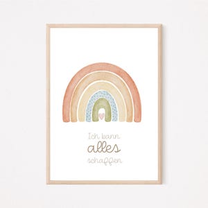 Poster Regenbogen A4 | Bild Kinderzimmer | Geschenk zur Geburt | Wandbild Babyzimmer | Poster Kinderzimmer Regenbogen Affirmationsposter