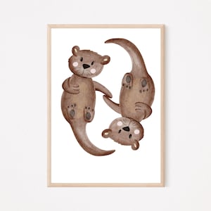 Poster Otter A4 | Bild Kinderzimmer | Geschenk zur Geburt | Wandbild Babyzimmer | Tierposter | Kinderposter | Kinderzimmerposter