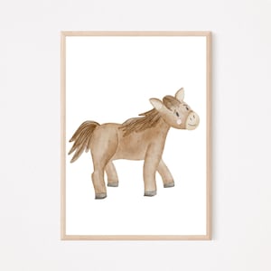 Poster Pferd A4 | Bild Kinderzimmer | Geschenk zur Geburt | Wandbild Babyzimmer | Tierposter | Kinderposter | Reiterhof | Pferdefans | Pony