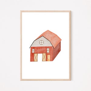 Poster Farmhaus A4 | Bild Kinderzimmer | Geschenk zur Geburt | Wandbild Babyzimmer | Tierposter | Kinderposter