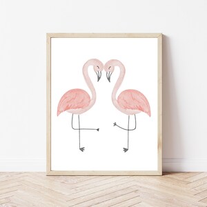 Poster Flamingo A4 | Bild Kinderzimmer | Geschenk zur Geburt | Wandbild Babyzimmer | Tierposter | Kinderposter Safari Tiere