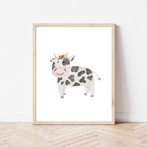 Poster Kuh A4 | Bild Kinderzimmer | Geschenk zur Geburt | Tierposter | Kinderposter | Bauernhoftiere | Bauernhof Poster | Poster Babyzimmer