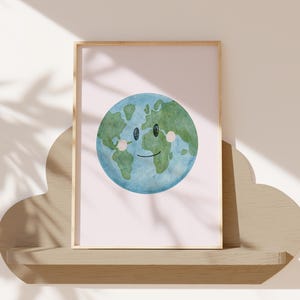 Poster Weltkugel A4 | Bild Kinderzimmer | Geschenk zur Einschulung | Poster Kinderzimmer Weltraum | Poster Planeten | Wandbild Babyzimmer