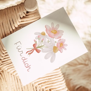 Karte Blumenstrauß "Für dich" – Handgemaltes Aquarellmotiv | A6 Karte | Geschenk zum Geburtstag| Grußkarte | Postkarte | Dankeskarte