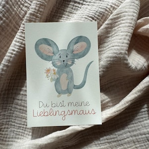 Postkarte Maus "Du bist meine Lieblingsmaus" – Handgemaltes Aquarellmotiv | A6 Karte | Geburtstagskarte | Grußkarte Geburtstag | Postkarte