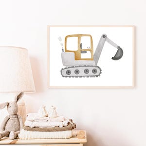 Poster Bagger A4 | Bild Kinderzimmer | Geschenk zur Geburt | Wandbild Babyzimmer | Kinderposter | Baustellenposter