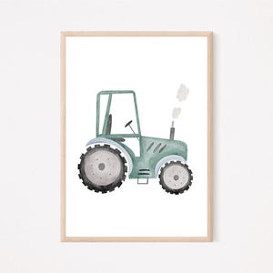 Poster Traktor A4 | Bild Kinderzimmer | Geschenk zur Geburt | Tierposter | Kinderposter Poster | Kinderzimmer Bauernhof | Traktor aquarell