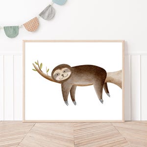 Poster Faultier A4 | Bild Kinderzimmer | Geschenk zur Geburt | Wandbild Babyzimmer | Tierposter | Kinderposter | Dschungel