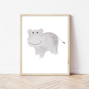 Poster Hippo Nilpferd Poster A4| Bild Kinderzimmer | Geschenk zur Geburt | Wandbild Babyzimmer | Tierposter | Kinderposter Safari Tiere Deko