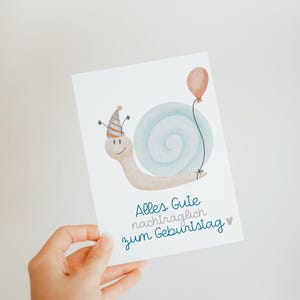 Postkarte Schnecke – Handgemaltes Aquarellmotiv | A6 Karte | Geburtstagskarte | Grußkarte Geburtstag | Postkarte | Alles Gute nachträglich