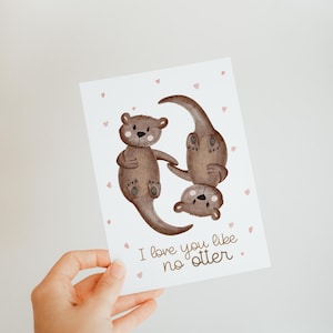Karte Otter "I love you like no otter" – Handgemaltes Aquarellmotiv | A6 Karte  | Grußkarte | Postkarte Otter