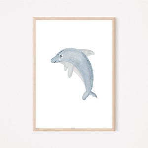 Poster Delfin A4 | Bild Kinderzimmer | Geschenk zur Geburt | Wandbild Babyzimmer | Tierposter | Kinderposter | Poster Unterwasserwelt
