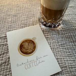Postkarte "Gutschein für ein Coffee Date" – Handgemaltes Aquarellmotiv | A6 Karte | Geburtstagskarte | Kaffee Gutschein | Postkarte Kaffee