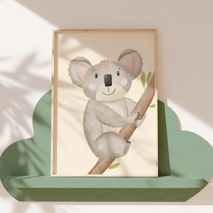Poster Koala A4 | Bild Kinderzimmer | Geschenk zur Geburt | Wandbild Babyzimmer | Kinderzimmerposter | Dschungel | Kinderposter