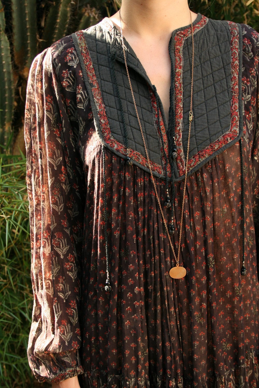 Vintage 70s Indian Gauze Dress with Quilted Detail Etsy