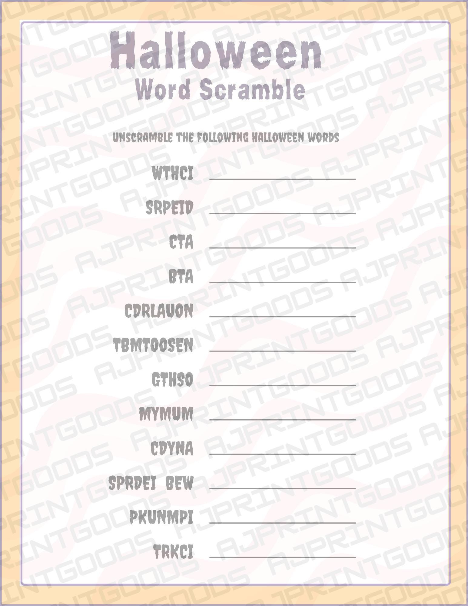 Halloween Scavenger Hunt Printable Classroom Office Party Game INSTANT ...
