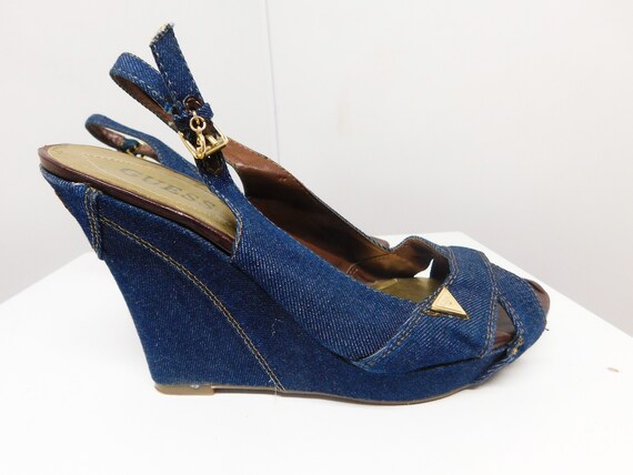 guess denim wedges