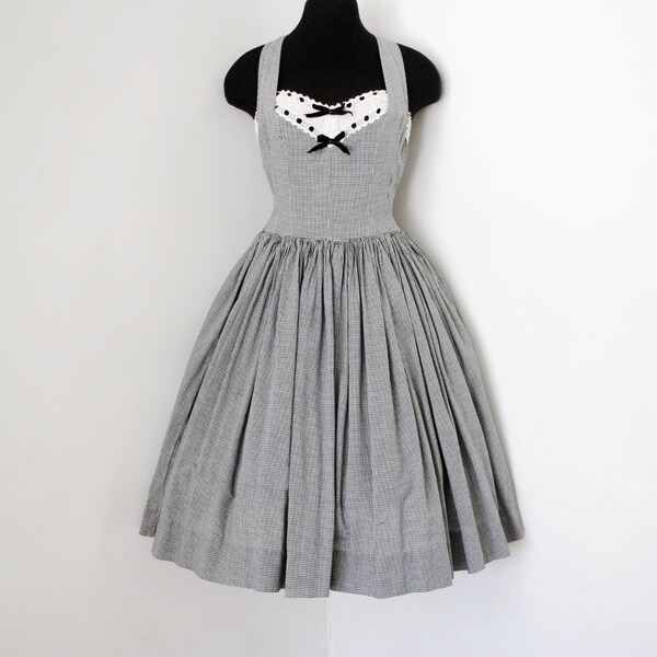 Reservado para Marie 50s vestido de fiesta vendimia falda vestido XS blanco negro peque&ntilde;o