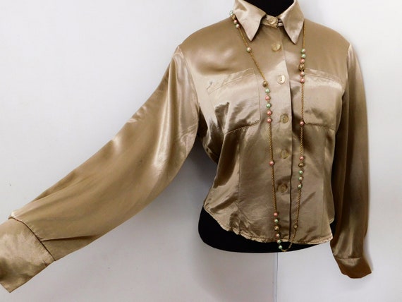 satin blouse champagne