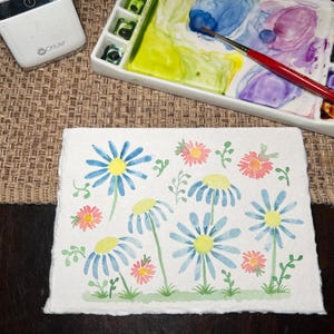 Hand Painted Whimsical Daisy Watercolor Greeting Card, Blank Inside, Perfect for any occasion!