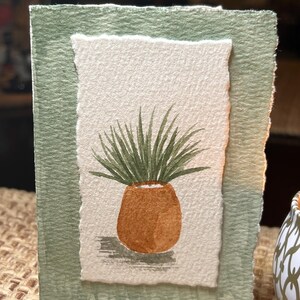 Hand Painted Potted Plant Mini Card - blank inside