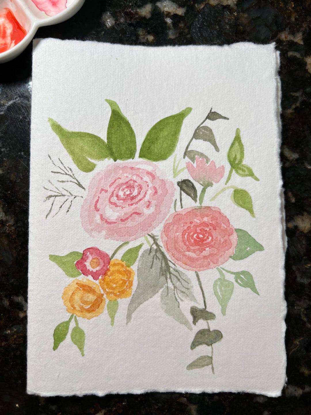 Hand Painted Floral Bouquet Greeting Card, Blank Inside - Etsy