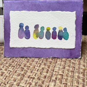 Hand Painted Abstract People Mini Card - blank inside