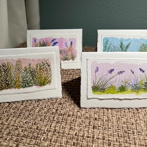 Set of 4 Hand Painted Botanical Mini Cards - blank inside