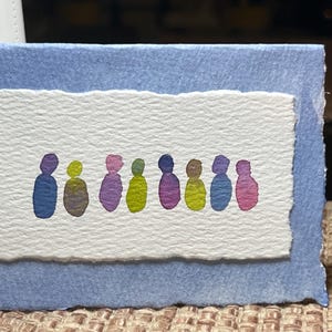 Hand Painted Abstract People Mini Card - blank inside