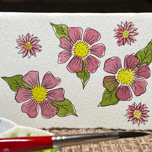 Hand Painted Floral Mini Card - blank inside
