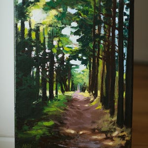 Original oil painting on canvas: summer forest landscape