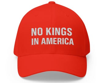 Patriotisk basebollkeps: Inga kungar i Amerika broderi, justerbar unisexhatt