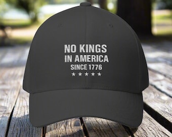 No Kings in America Embroidery, Adjustable Unisex Hat