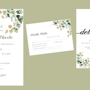 Wedding Invitation Set of 3. Invitation, RSVP and Wedding Details card
