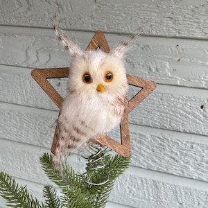 White and Tan Owl Tree topper for your woodland or nature themed Christmas Tree