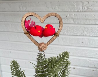 Dusty Pink Heart Tree Topper Wrapped Wooden Heart for Valentine Tree Topper  Heart Shaped Tree Topper 