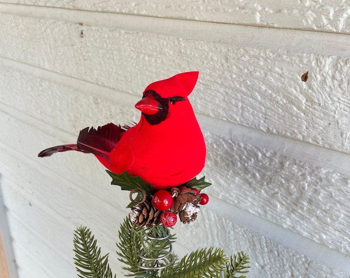 Cardinal Tree Topper Bird for Woodland Themed Tree Red Tree Topper Etsy
