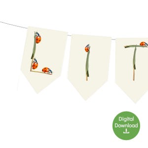 Ladybug Birthday Banner and Love Bug Baby Shower Decorations (PDF Downloads)