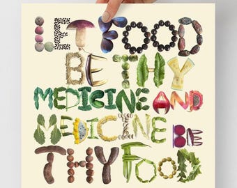 Let Food Be Thy Medicine Print for Framing - Dietitian Poster Wall Art - Functional Nutrition